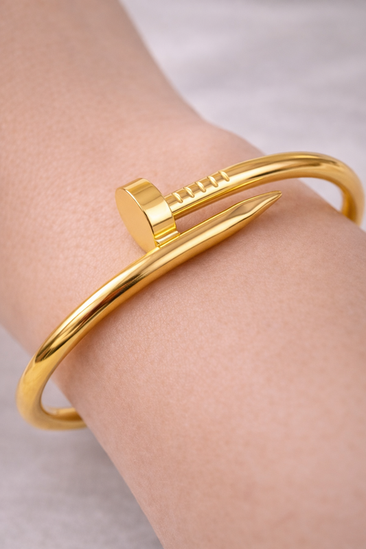 Golden Nail Cuff Bracelet – Luxury Anti-Tarnish Statement Bangle