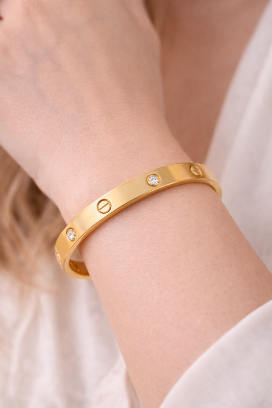 Golden Luxe Screw Bangle – Anti-Tarnish Minimal Luxury Bracelet