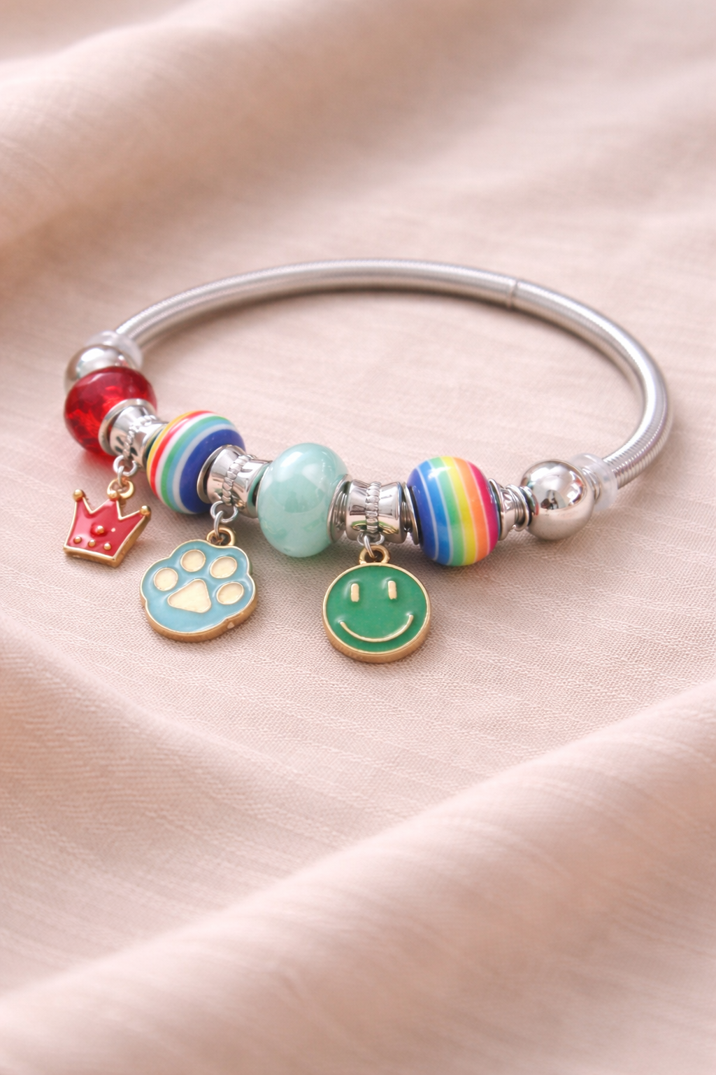 Rainbow Charm Bracelet | Colorful Stainless Steel Adjustable Bracelet for Women