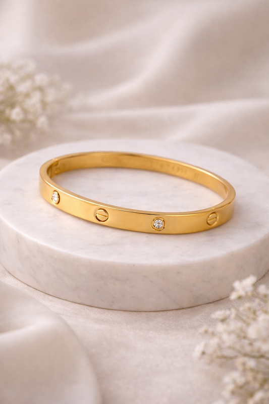 Golden Luxe Screw Bangle – Anti-Tarnish Minimal Luxury Bracelet